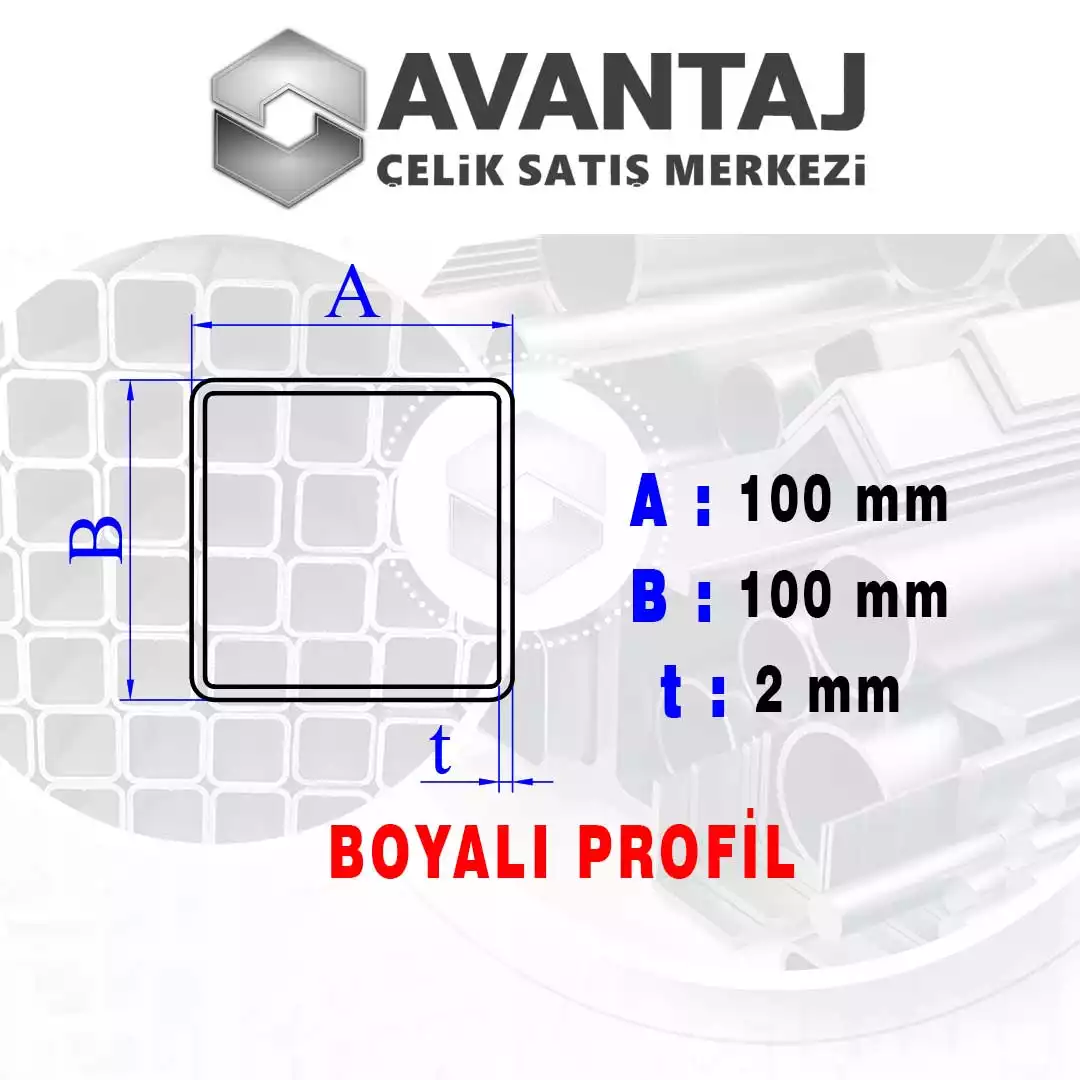 100x100x2 mm Boyalı Kutu profil