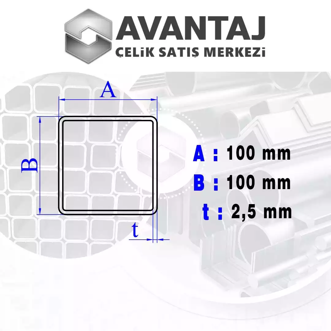 100x100x2,5 mm Kutu profil