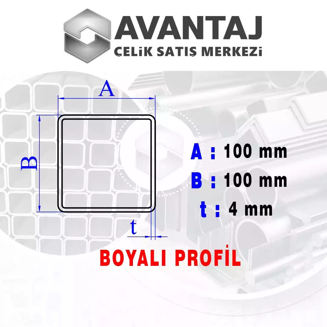 100x100x4 mm Boyalı Kutu profil