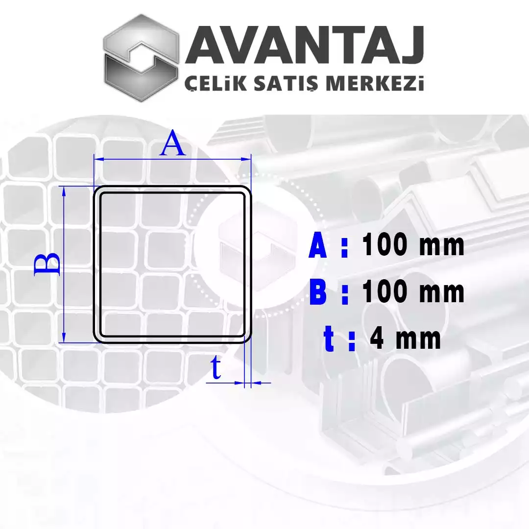 100x100x4 mm Kutu profil