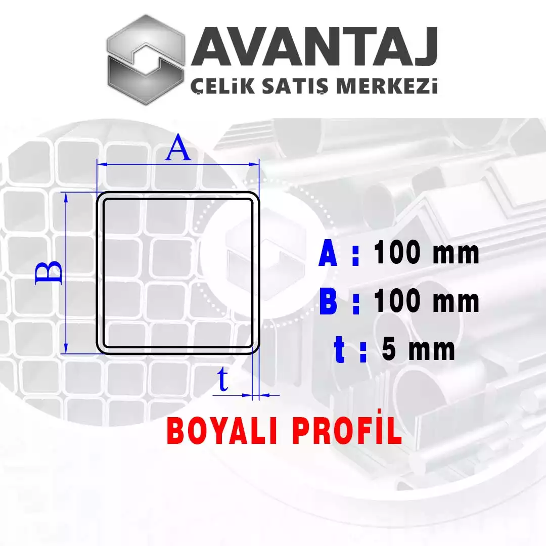 100x100x5 mm Boyalı Kutu profil