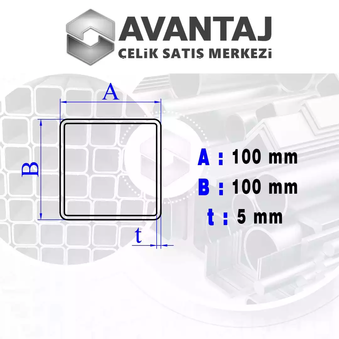 100x100x5 mm Kutu profil