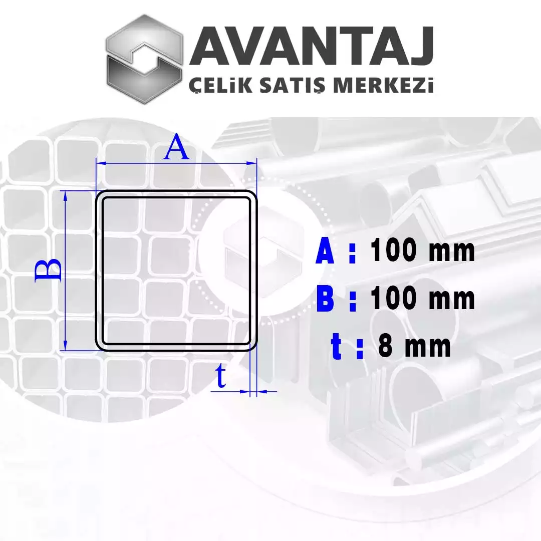 100x100x8 mm Kutu profil