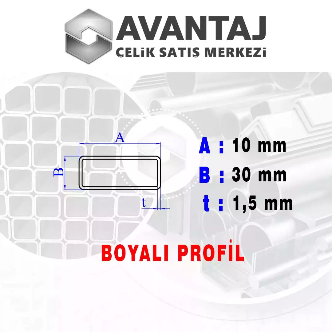 10x30x1,5 mm Boyalı Kutu profil