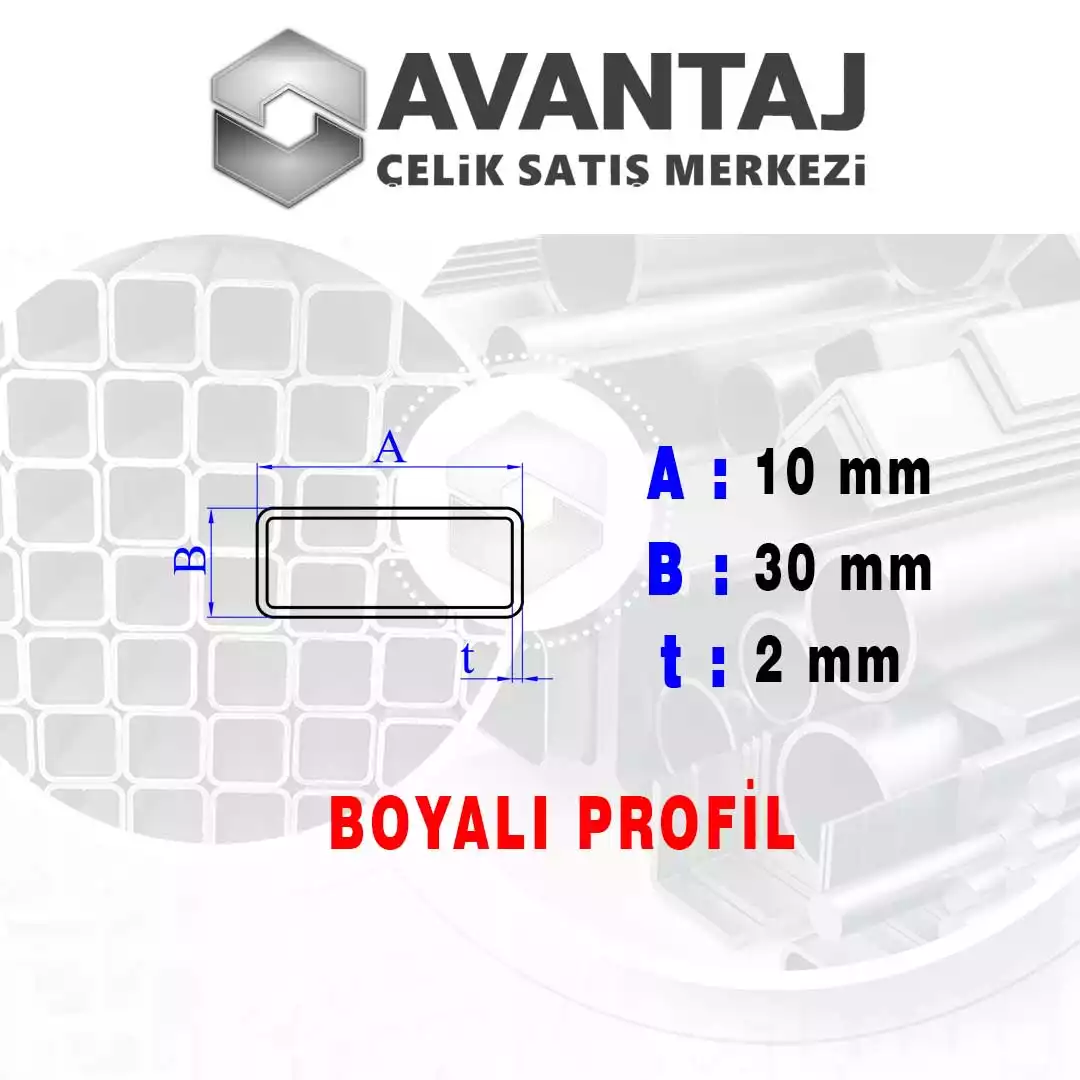 10x30x2 mm Boyalı Kutu profil