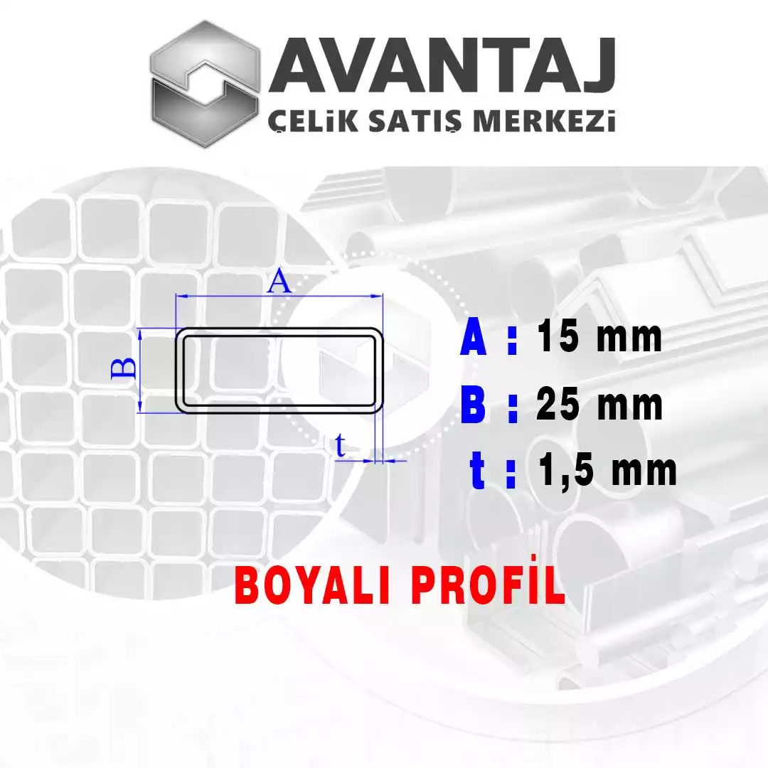 15x25x1,5 mm Boyalı Kutu profil