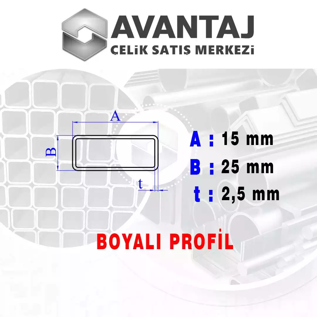15x25x2,5 mm Boyalı Kutu profil