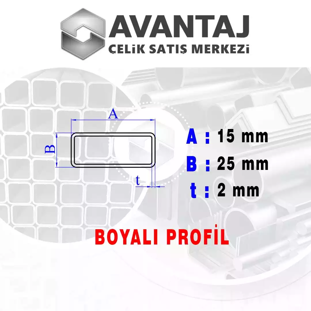 15x25x2 mm Boyalı Kutu profil