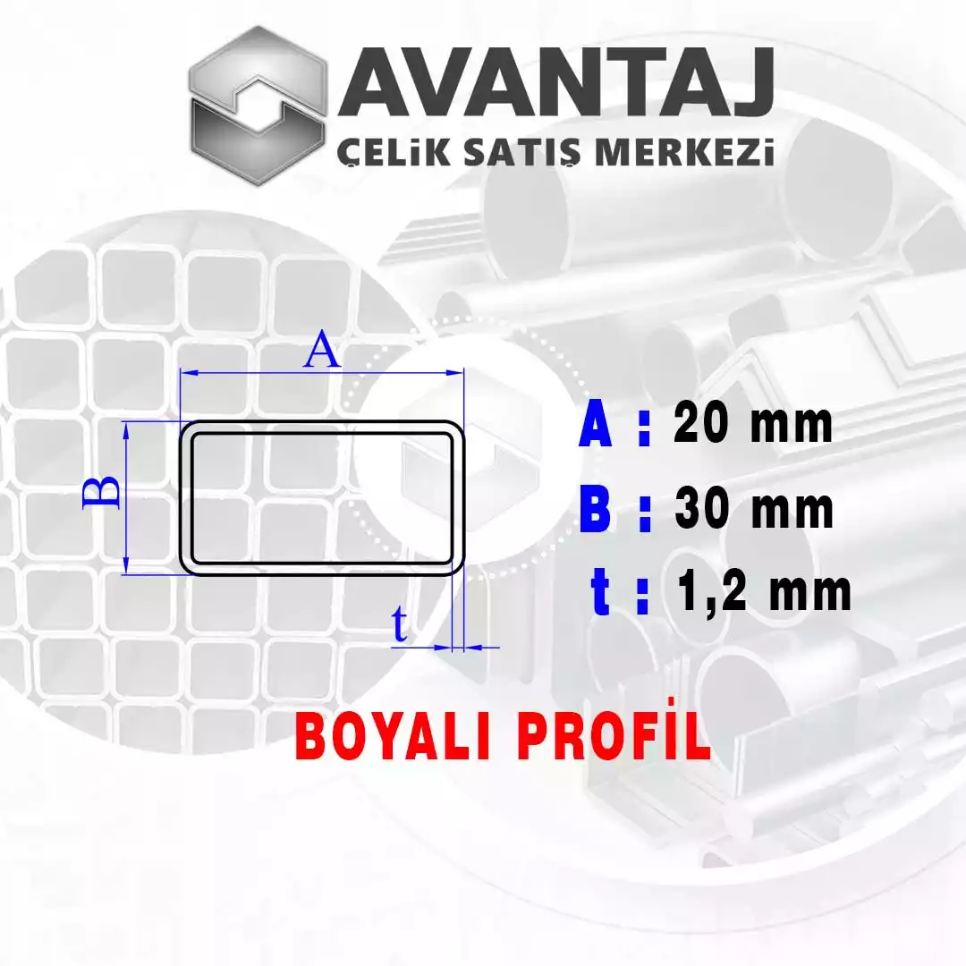 20x30x1,2 mm Boyalı Kutu profil