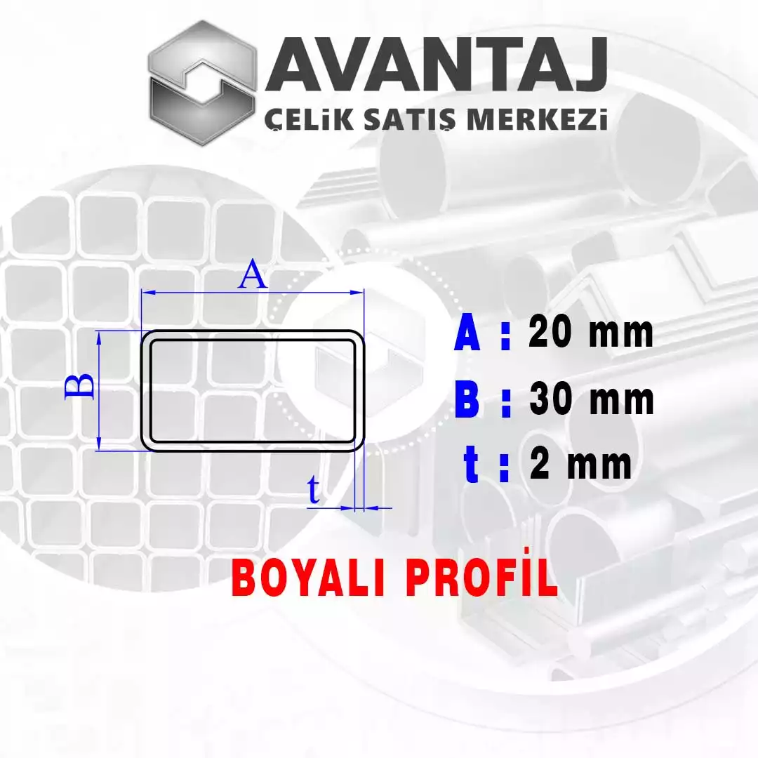 20x30x2 mm Boyalı Kutu profil