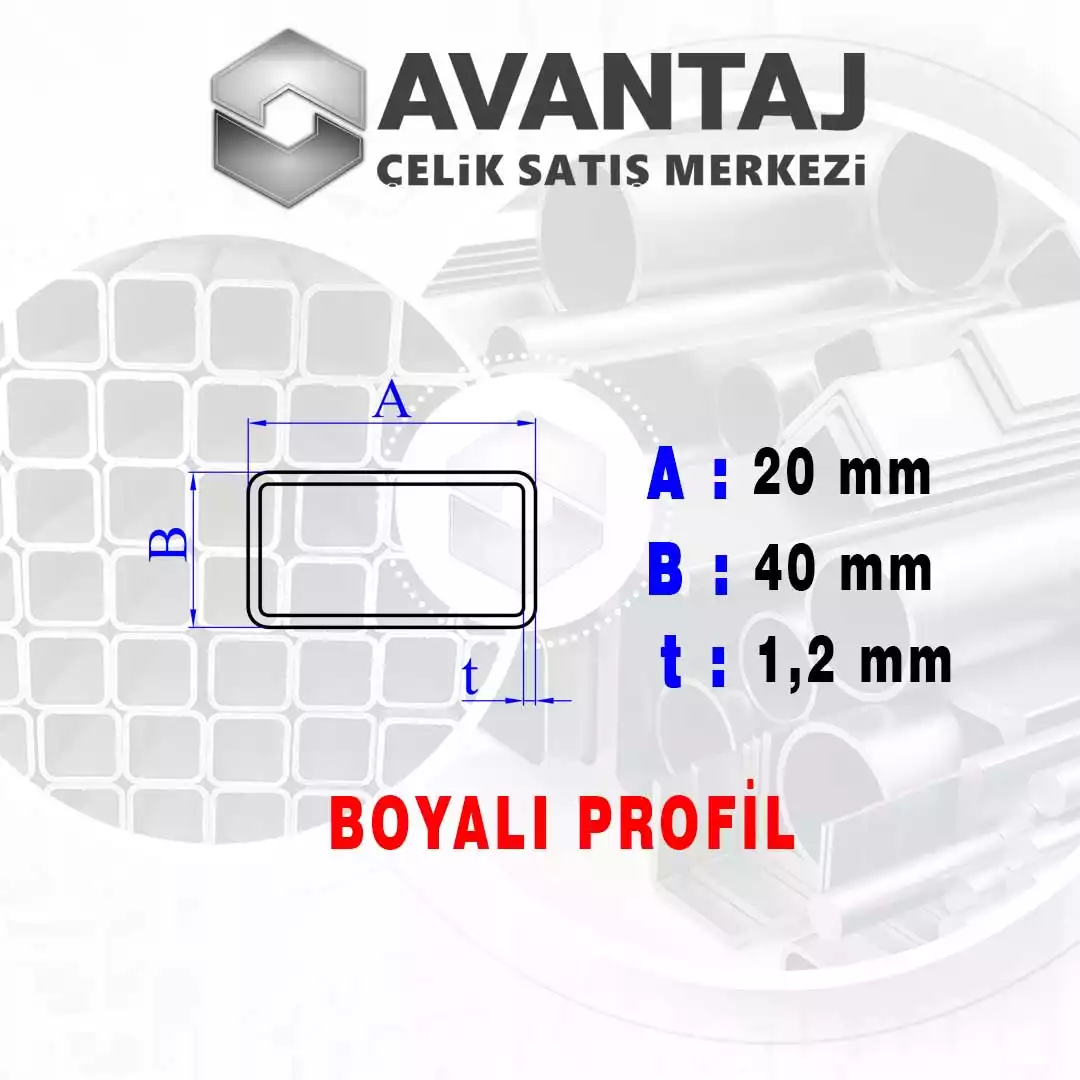 20x40x1,2 mm Boyalı Kutu profil