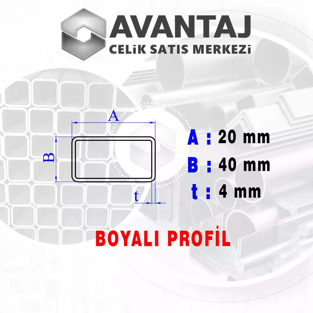 20x40x4 mm Boyalı Kutu profil