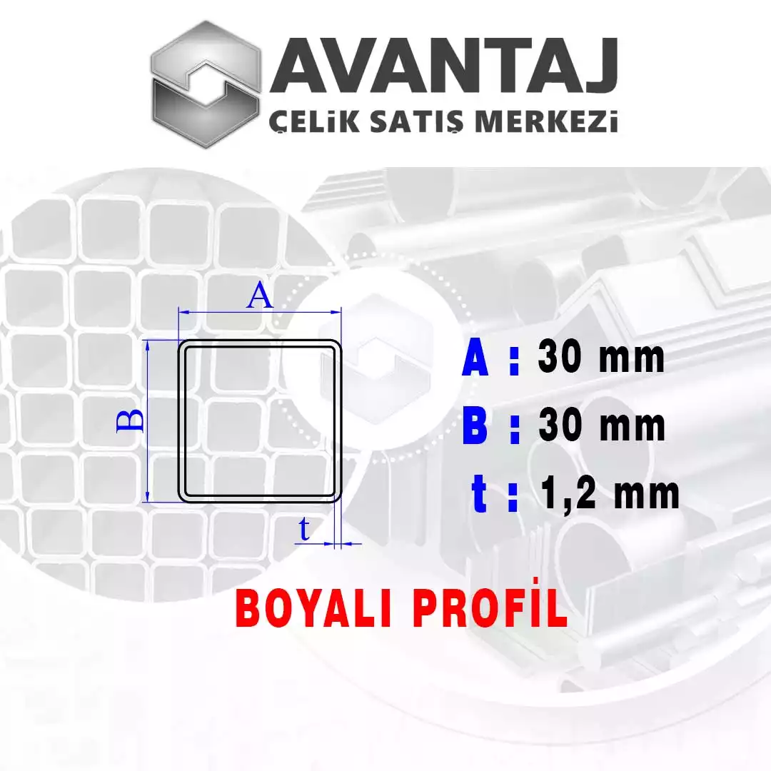 30x30x1,2 mm Boyalı Kutu profil