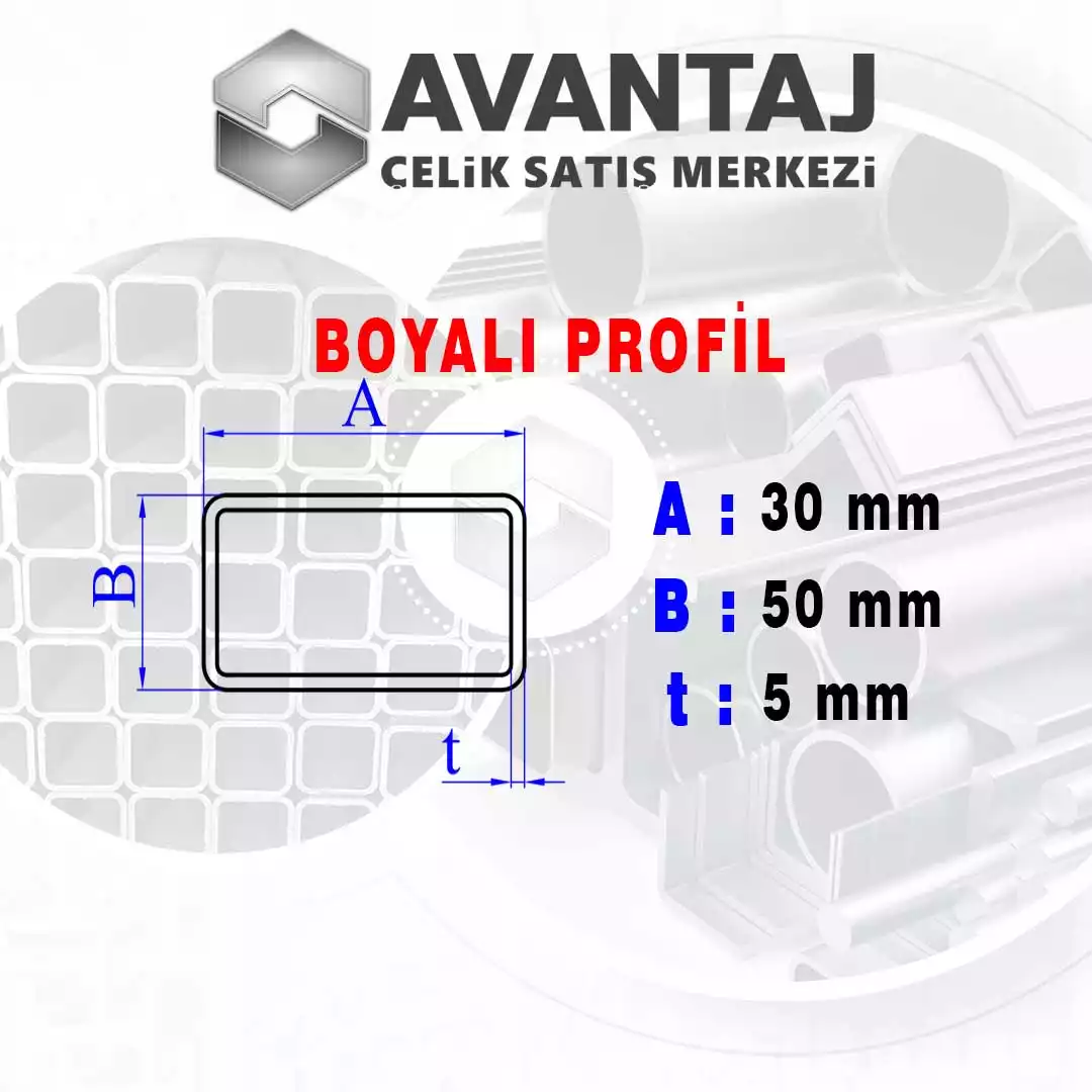30x50x5 mm Boyalı Kutu profil
