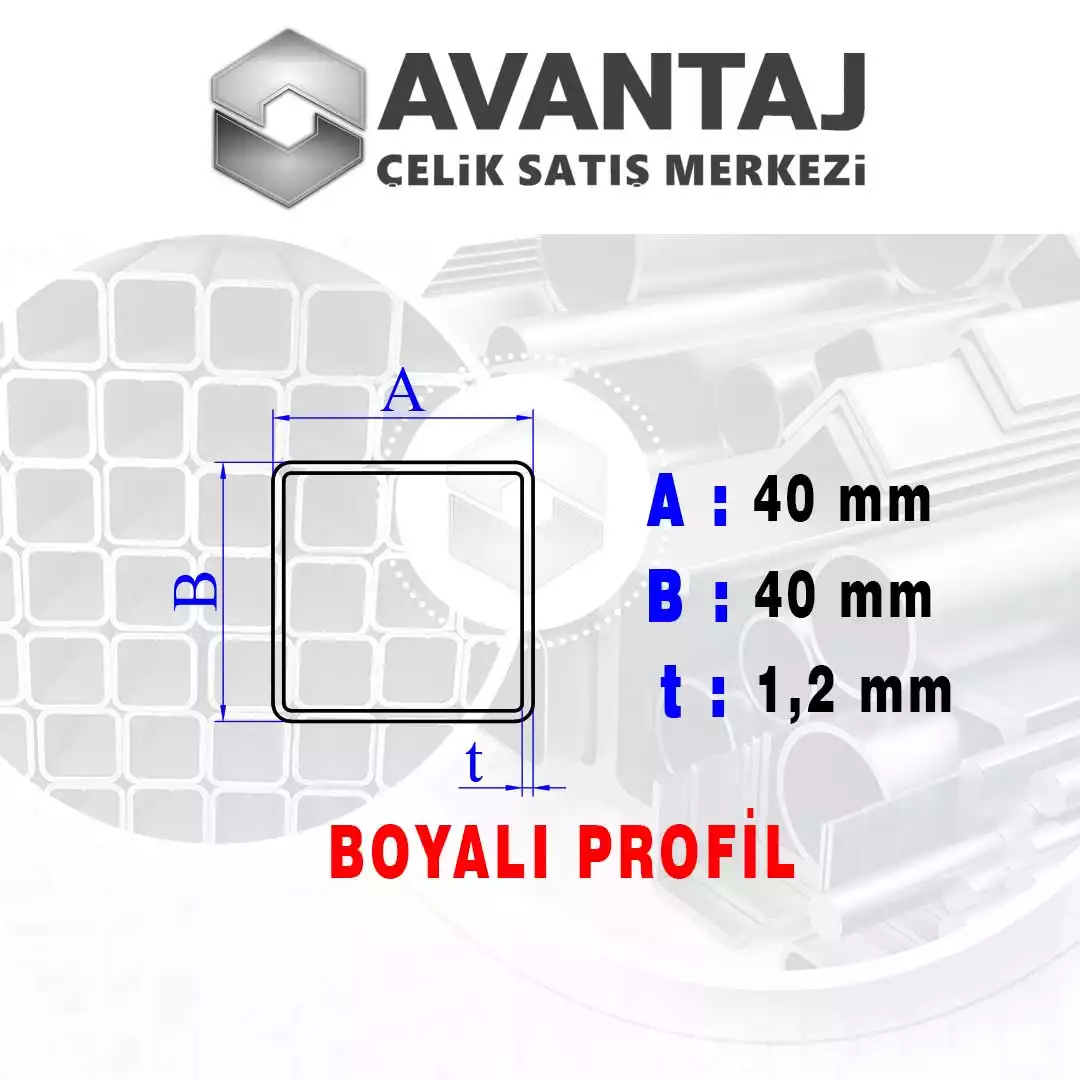 40x40x1,2 mm Boyalı Kutu profil