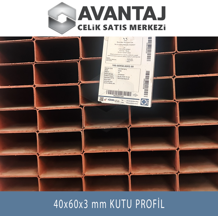 40x60x3 mm Boyalı Kutu profil