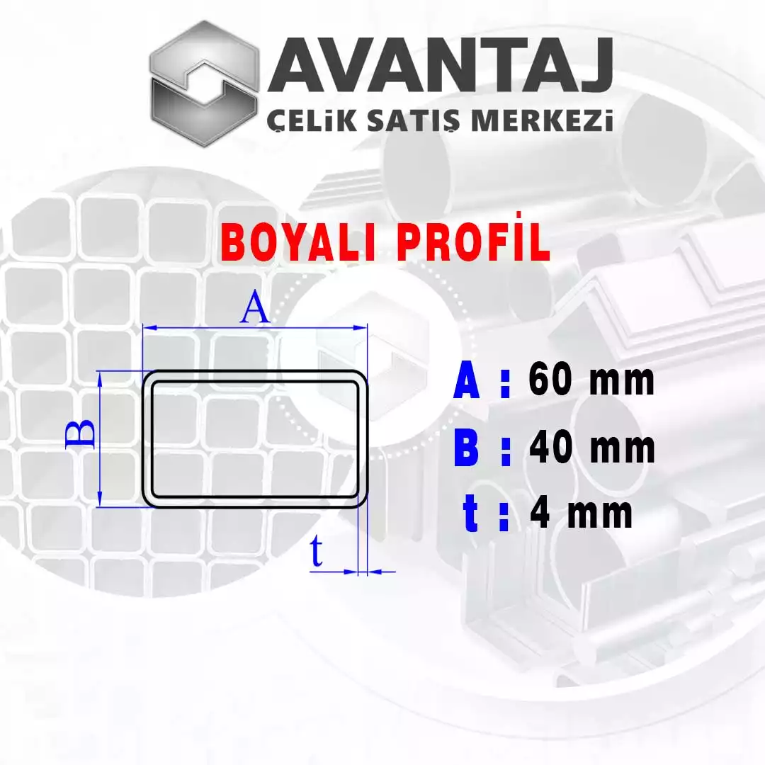 40x60x4 mm Boyalı Kutu profil