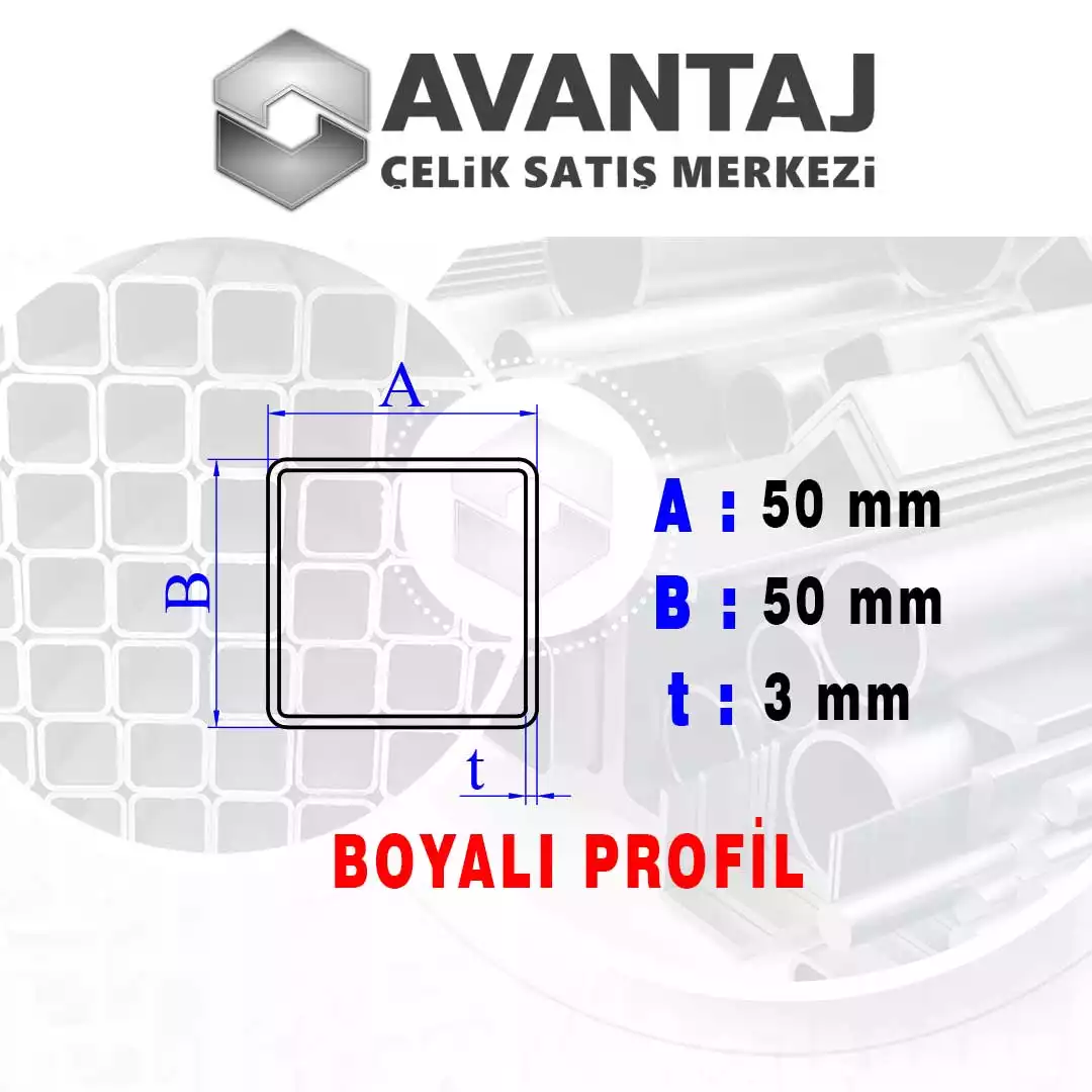 50x50x3 mm Boyalı Kutu Profil Fiyatı