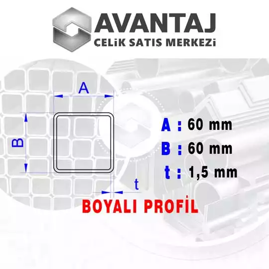 60x60x1,5 mm Boyalı Kutu profil