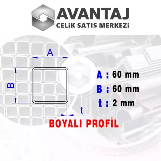 60x60x2 mm Boyalı Kutu profil