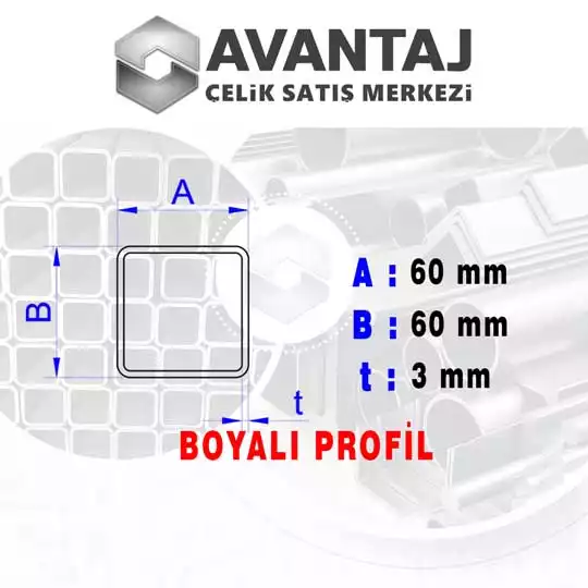 60x60x3 mm Boyalı Kutu profil