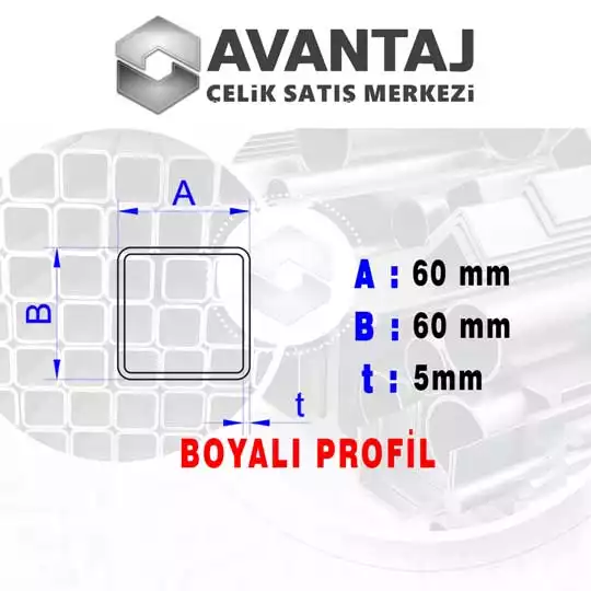 60x60x5 mm Boyalı Kutu profil