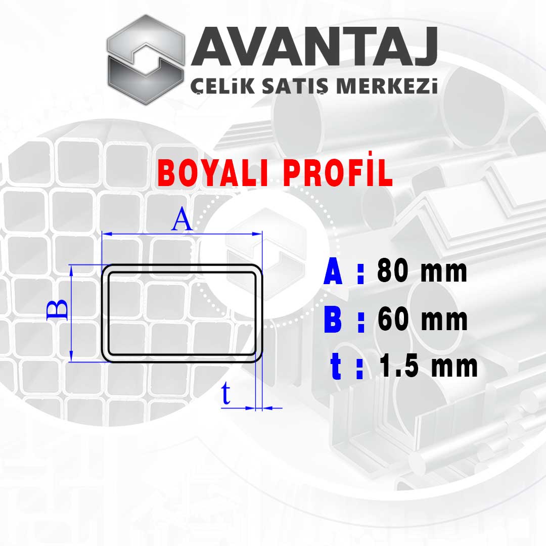 60x80x1,5 mm Boyalı Kutu profil