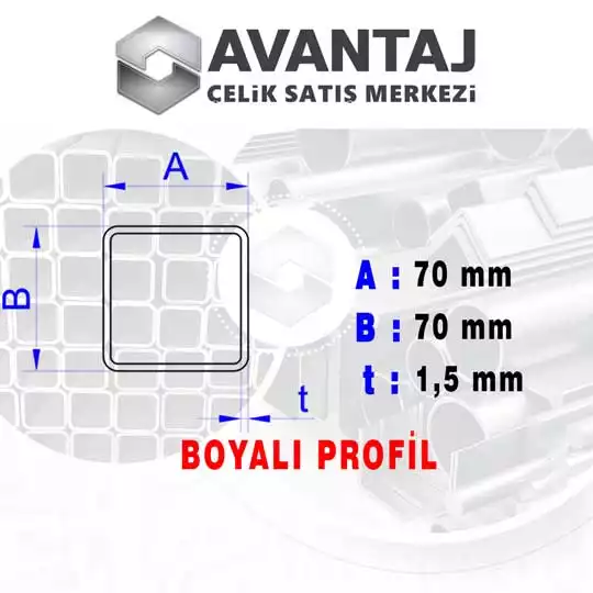70x70x1,5 mm Boyalı Kutu profil