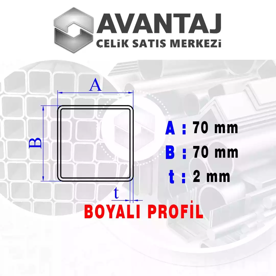 70x70x2 mm Boyalı Kutu profil