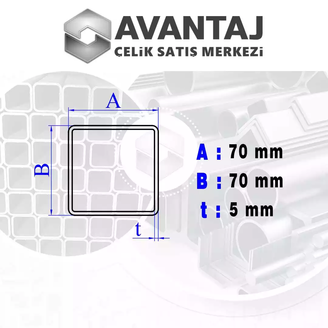 70x70x5 mm Boyalı Kutu profil