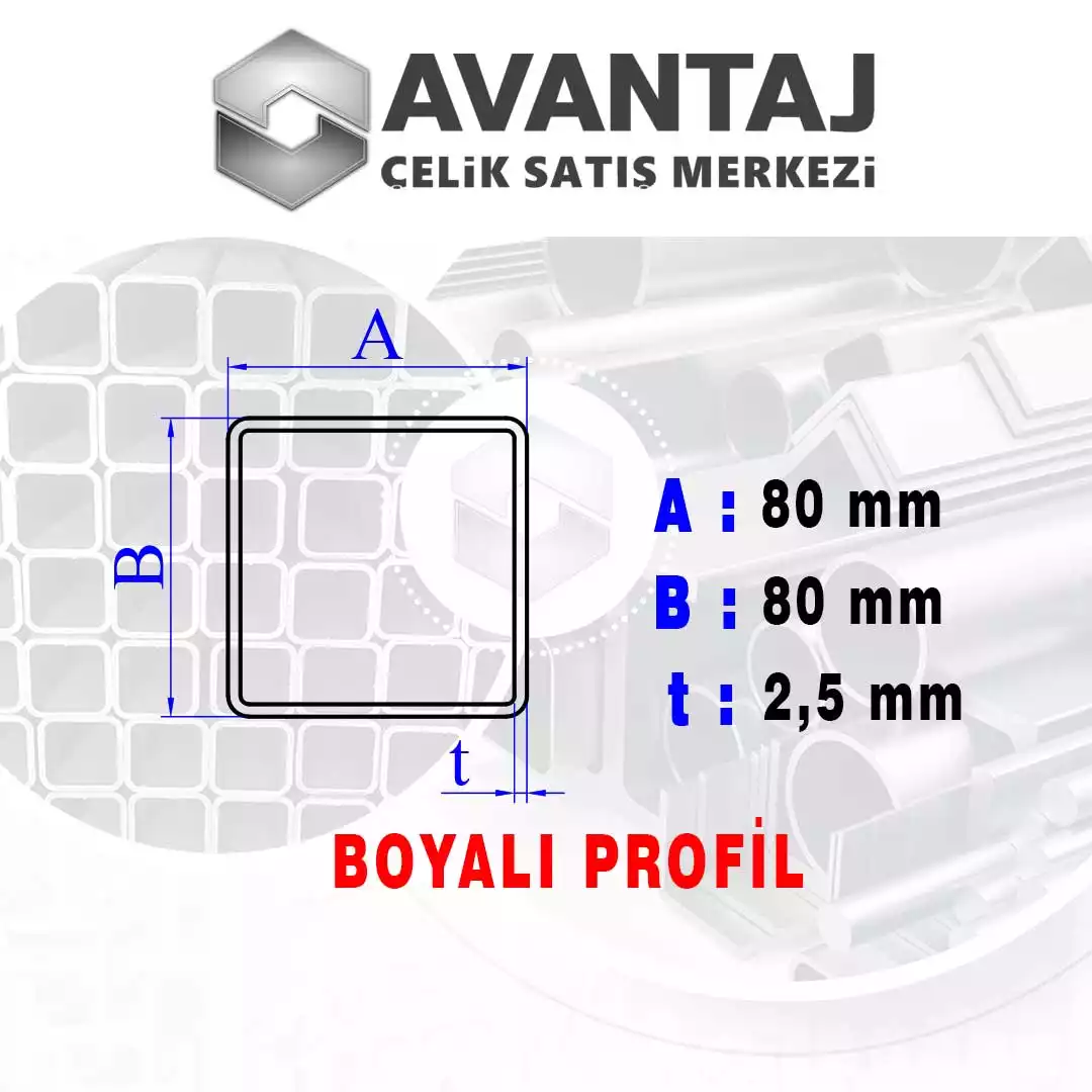 80x80x2,5 mm Boyalı Kutu profil